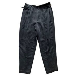 Dana Buchman vintage 100% silk black trousers with gold buckles dress pants 8